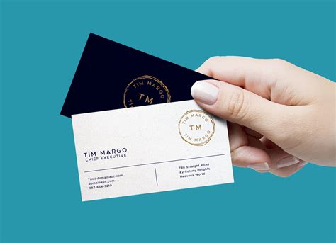 holding business card mockup